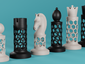 3d chess set pieces Modèles 3D en vedette