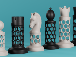 3d chess set pieces Modèles 3D en vedette
