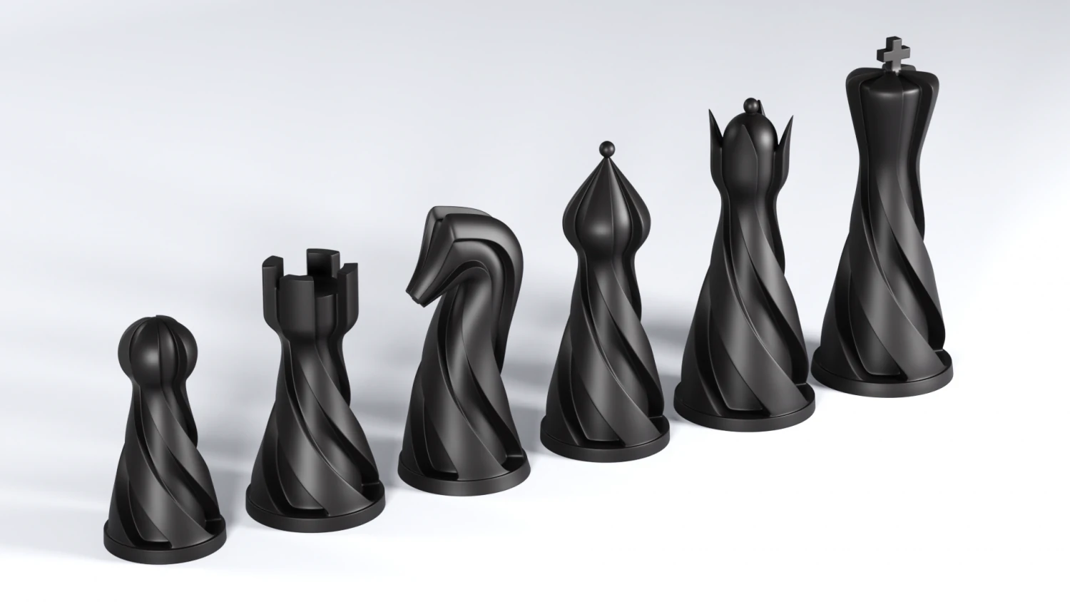 Chess set pieces spiral 3D Print Model .c4d .max .obj .3ds .fbx .stl .blend 