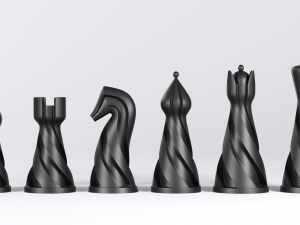 Chess set pieces spiral 3D Принт Модель