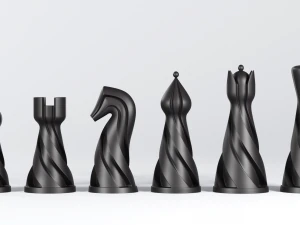 Chess set pieces spiral 3D Print Model