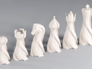 Chess set pieces spiral 3D Print Model