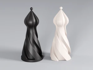 Chess set pieces spiral 3D Print Model