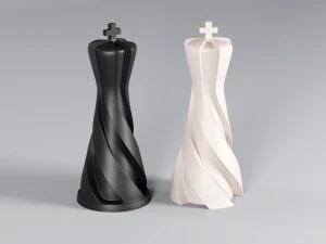 Chess set pieces spiral 3D Print Model