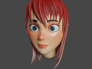 low poly cartoon girl 3D Model