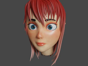 low poly cartoon girl 3D Model