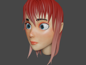 low poly cartoon girl 3D Model
