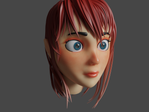 low poly cartoon girl 3D Model