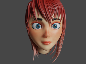 low poly cartoon girl 3D Model