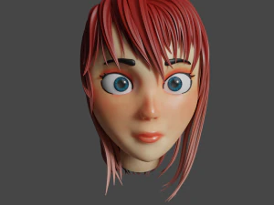 low poly cartoon girl 3D Model