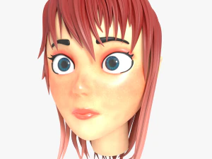 gadis kartun poli rendah Model 3D