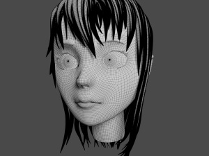 low poly cartoon girl 3D Model