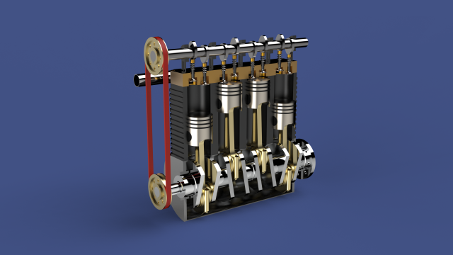 inline 4 cylinder engine 3D Модель .c4d .max .obj .3ds .fbx .stl .blend 
