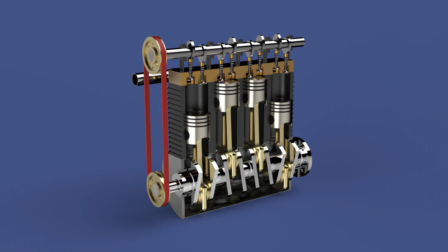inline 4 cylinder engine 3D Model .c4d .max .obj .3ds .fbx .stl .blend 