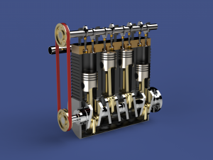 inline 4 cylinder engine 3D Model