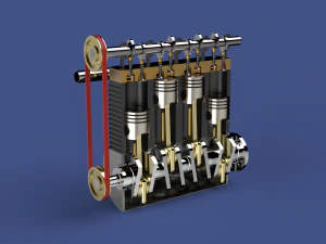рядный 4-цилиндровый двигатель 3D Модель