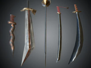 mu online pacchetto di spade lowpoly 1 Modello 3D