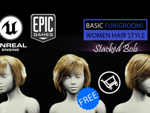 short stacked bob grooming real-time hairstyle unreal engine 4 3Dモデル