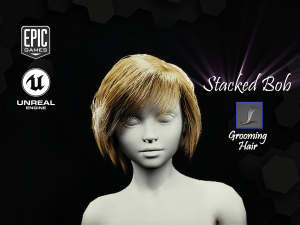 short stacked bob grooming real-time hairstyle unreal engine 4 3Dモデル