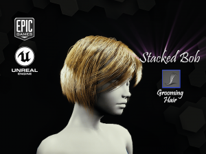 short stacked bob grooming real-time hairstyle unreal engine 4 3Dモデル