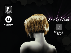short stacked bob grooming real-time hairstyle unreal engine 4 3Dモデル