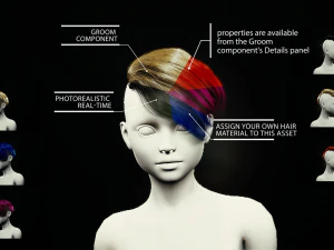 sam grooming real-time hairstyle unreal engine 46 3D Model