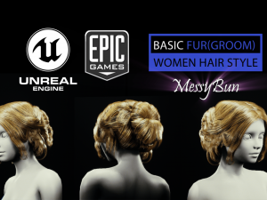 messybun grooming real-time hairstyle unreal engine 4 3D Model