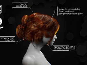 messybun grooming real-time hairstyle unreal engine 4 Model 3D