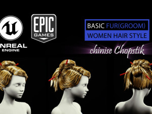 chinise chopstik grooming real-time hairstyle unreal engine 46 3Dモデル
