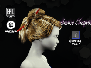 chinise chopstik grooming real-time hairstyle unreal engine 46 3D Model