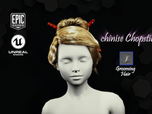 chinise chopstik grooming real-time hairstyle unreal engine 46 3D Model