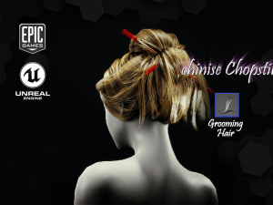 chinise chopstik grooming real-time hairstyle unreal engine 46 3D Model