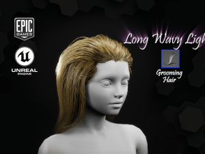 long wavy light hairstyle groom for ue4 Modelo 3D