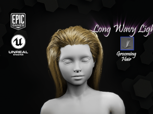 long wavy light hairstyle groom for ue4 Modelo 3D
