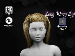 long wavy light hairstyle groom for ue4 3D Model