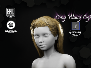long wavy light hairstyle groom for ue4 Modelo 3D