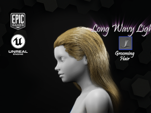 long wavy light hairstyle groom for ue4 Modelo 3D
