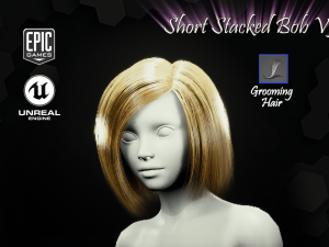 short stacked bob v3 hairstyle groom for ue4 3D 模型