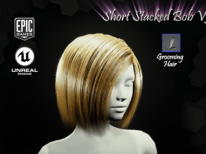 short stacked bob v3 hairstyle groom for ue4 3D 模型