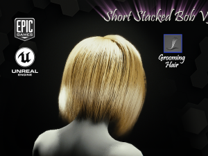 short stacked bob v3 hairstyle groom for ue4 3D 模型