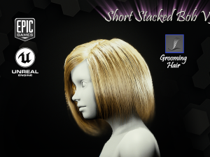 short stacked bob v3 hairstyle groom for ue4 3D 模型