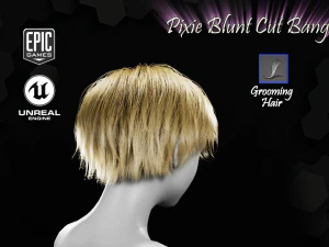 pixie blunt cut bangs grooming real-time hairstyle unreal engine 4 3D Model