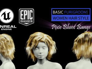 pixie blunt bangs grooming real-time hairstyle unreal engine 4 3Dモデル
