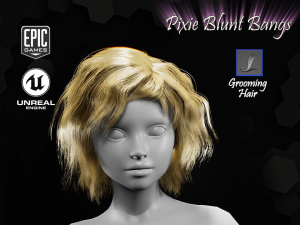 pixie blunt bangs grooming real-time hairstyle unreal engine 4 3D 모델