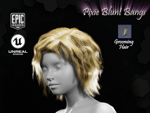 pixie blunt bangs grooming real-time hairstyle unreal engine 4 3D 모델