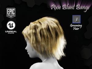 pixie blunt bangs grooming real-time hairstyle unreal engine 4 3D 모델