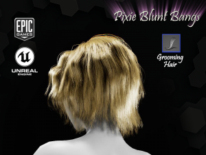 pixie blunt bangs grooming real-time hairstyle unreal engine 4 3D 모델