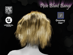 pixie blunt bangs grooming real-time hairstyle unreal engine 4 3D 모델