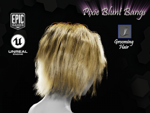 pixie blunt bangs grooming real-time hairstyle unreal engine 4 3D 모델