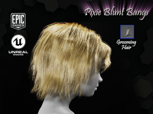 pixie blunt bangs grooming real-time hairstyle unreal engine 4 3D 모델